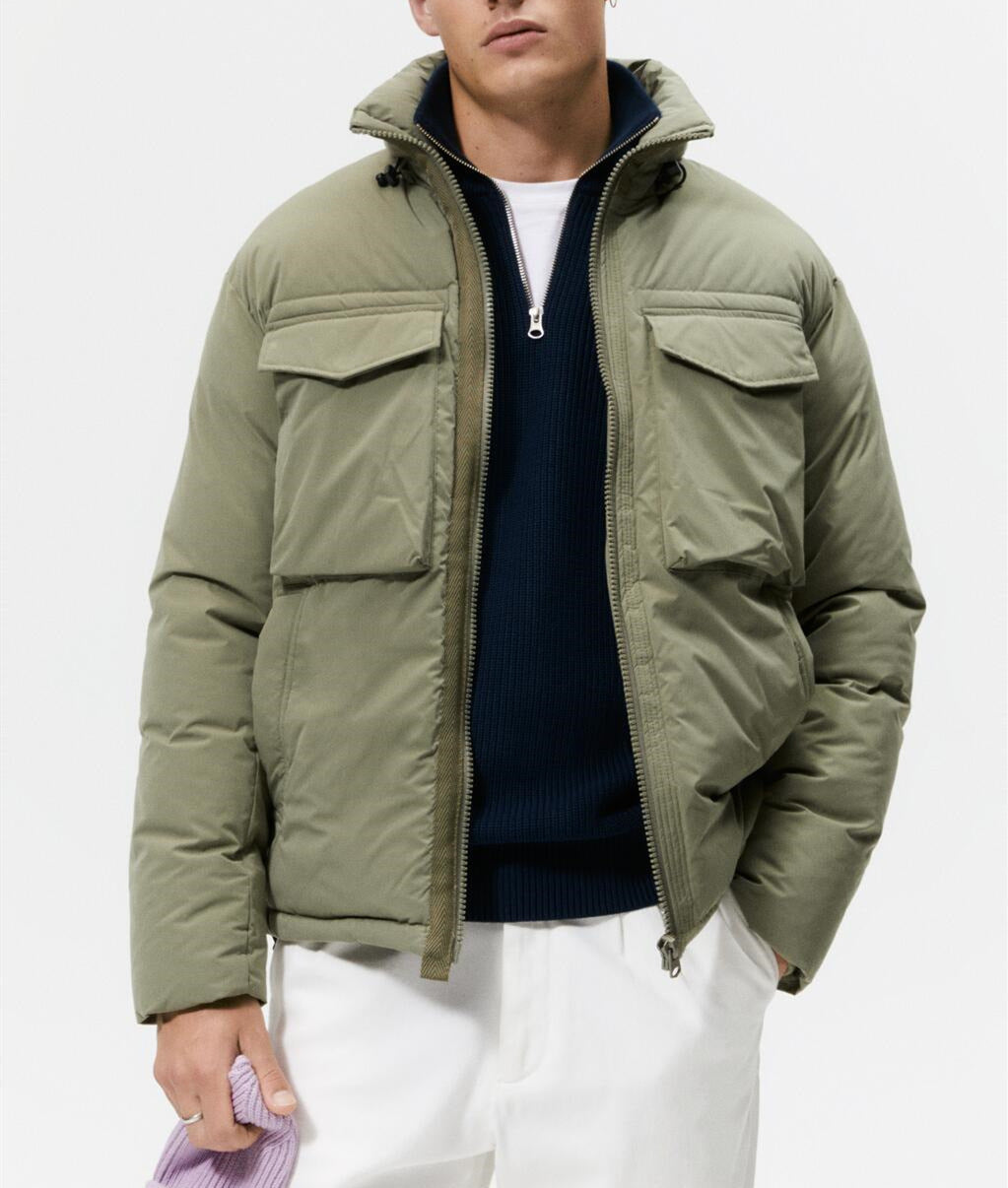 Herren lässige Outdoorjacke mit abnehmbarer Kapuze und großzügigen Taschen Drune