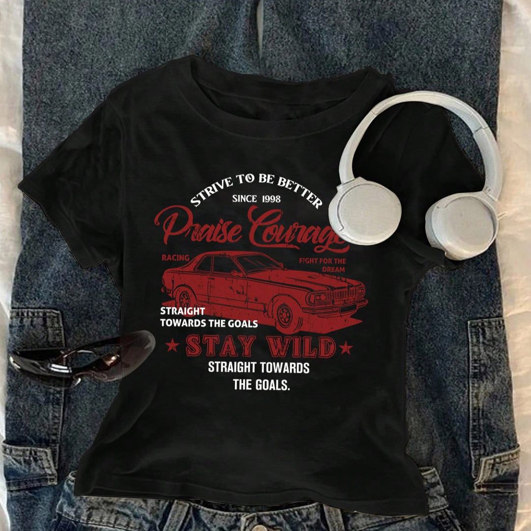 Damen T-Shirt mit kreativem Druck und lässigem Schnitt Drune
