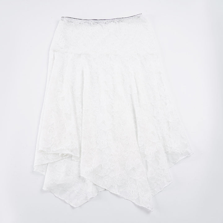 Damen eleganter Spitzenrock mit asymmetrischem Schnitt Drune