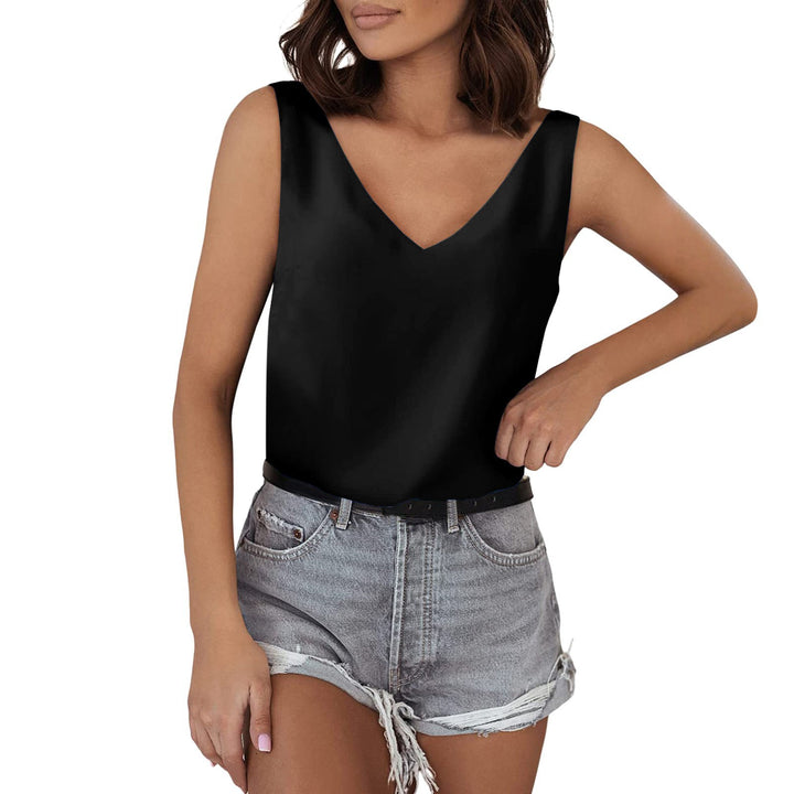 Damen Satin-Top mit tiefem V-Ausschnitt und breiten Trägern Drune
