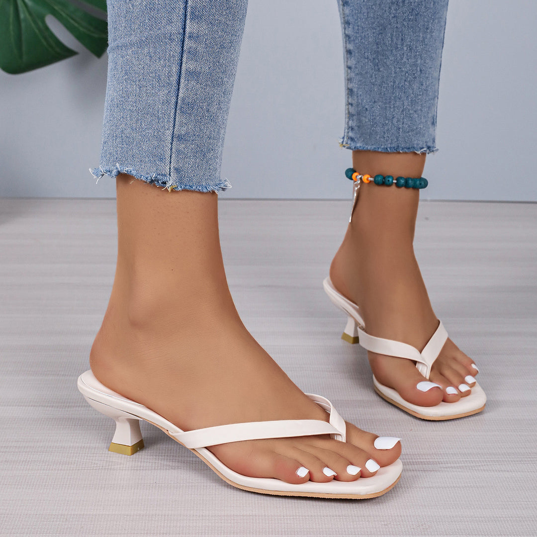 Damen nan elegante Zehensteg-Mules mit niedrigem Blockabsatz und quadratischer Zehenform Drune