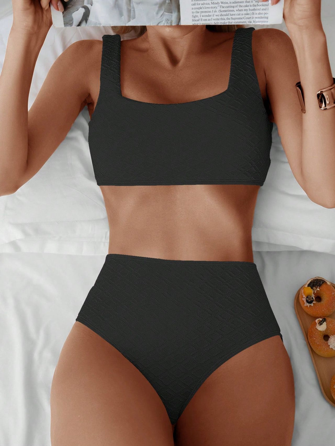 Damen Hochtailliertes Bikini-Set mit strukturiertem Oberteil Drune