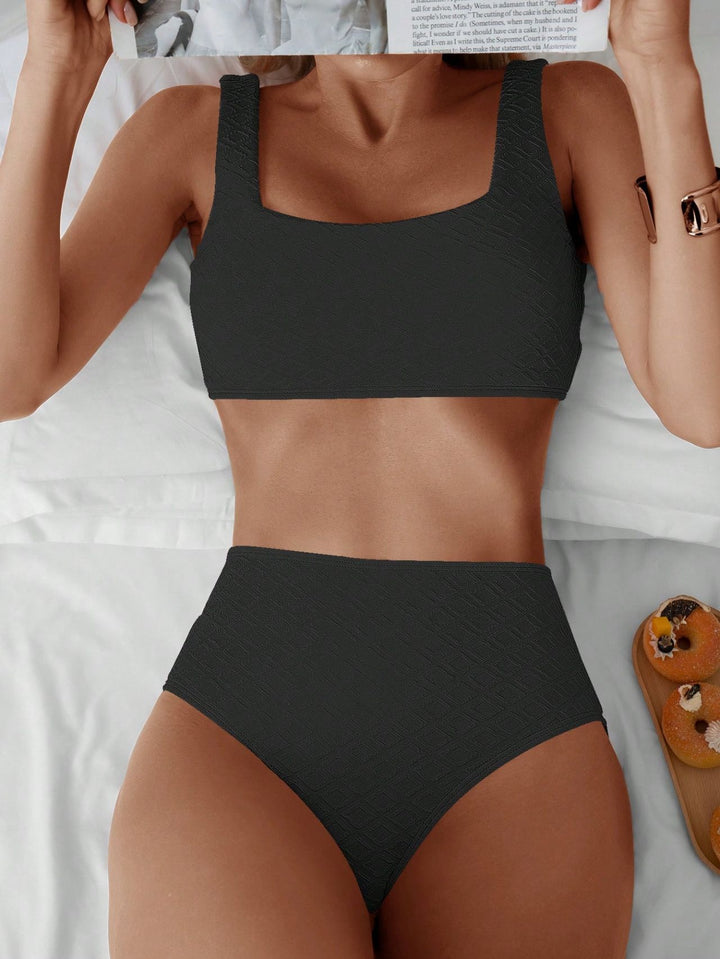 Damen Hochtailliertes Bikini-Set mit strukturiertem Oberteil Drune