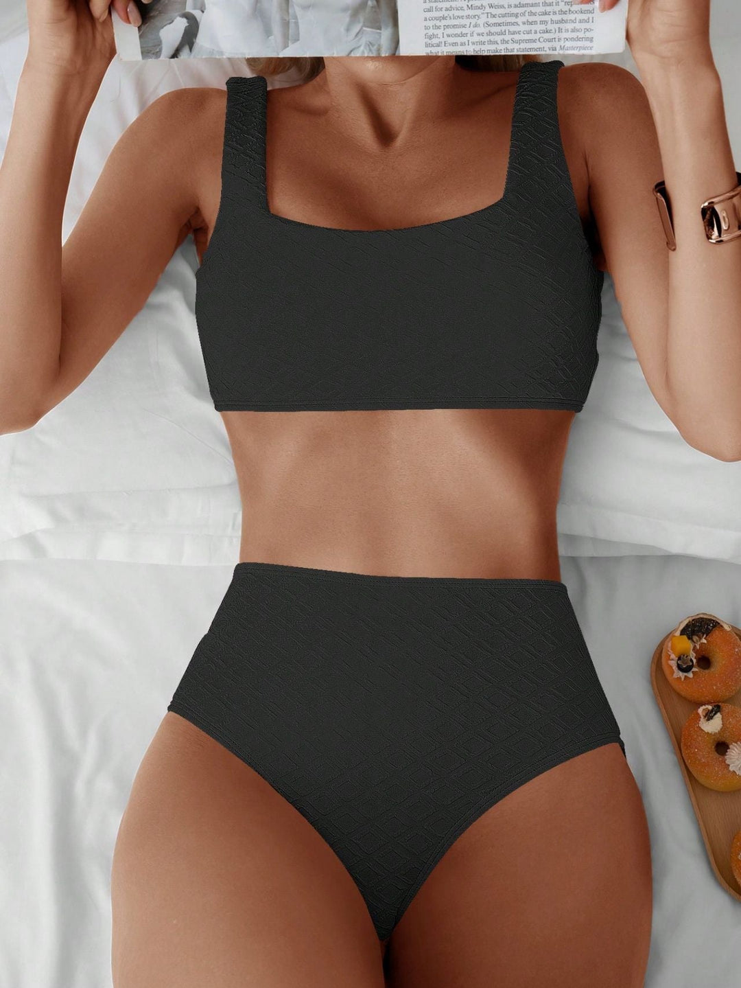 Damen Hochtailliertes Bikini-Set mit strukturiertem Oberteil Drune