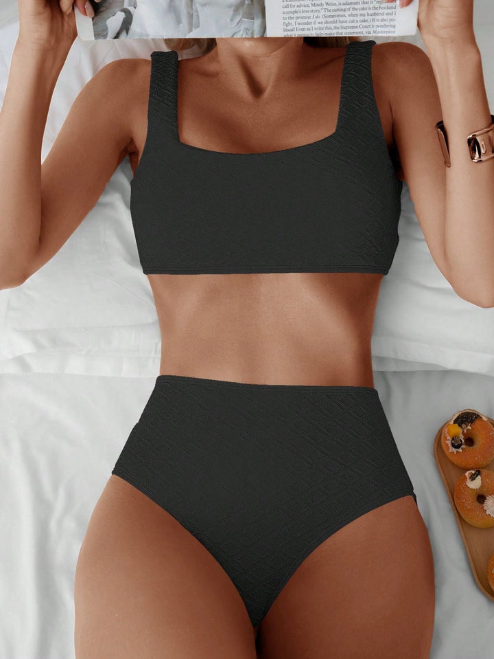 Damen Hochtailliertes Bikini-Set mit strukturiertem Oberteil Drune