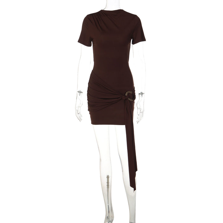 Damen Figurbetontes Kleid mit Drapierung und Schlaufe Drune