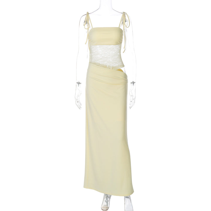 Damen Elegantes Maxikleid mit Spitzenoberteil und schmeichelndem Schnitt Drune