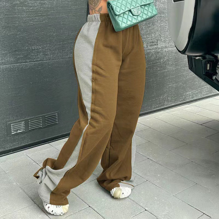 Damen lässige Sporthose mit farbigen seitlichen Einsätzen und elastischem Bund Drune