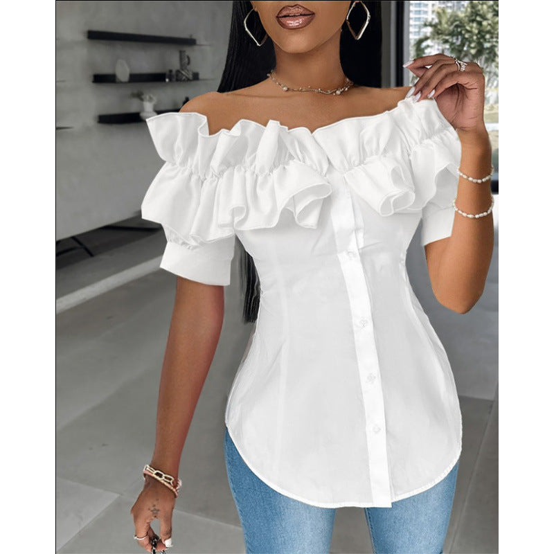 Damen Off-Shoulder Rüschbluse Drune