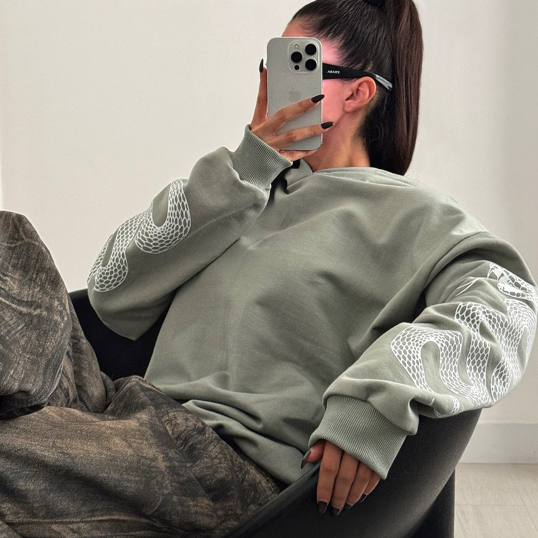 Damen Oversized Kapuzenpullover mit modischen Details Drune