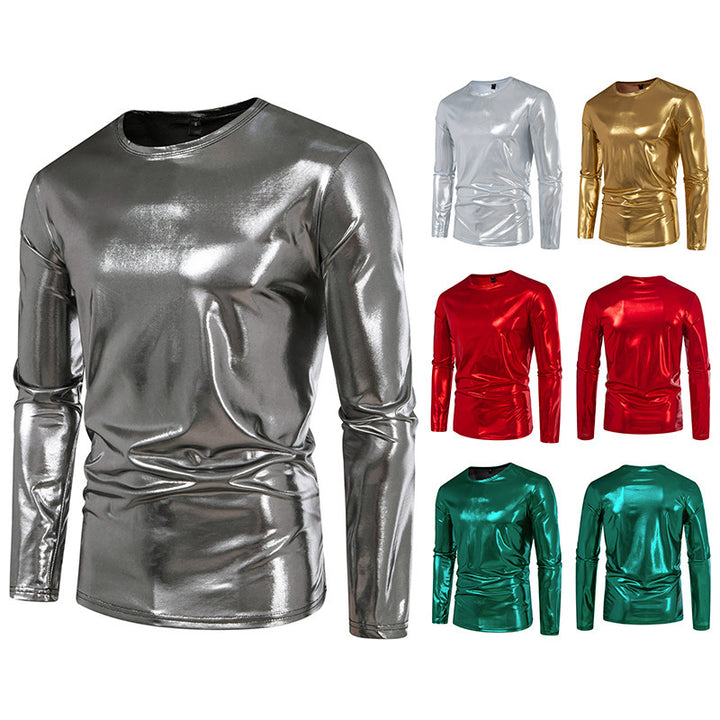 Herren stylisches Langarmshirt aus glänzendem Material Drune