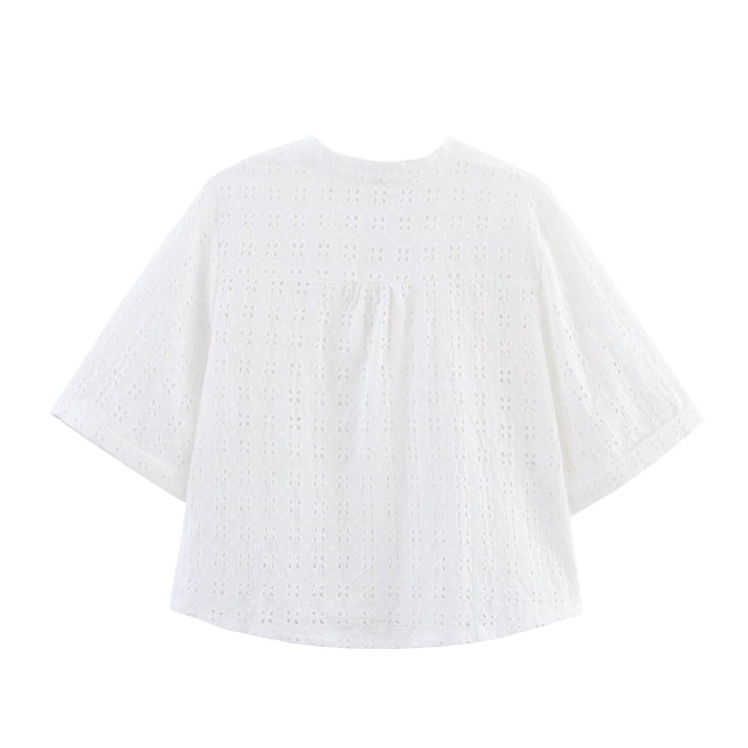 Damen luftiges Set mit broderie anglaise und weit geschnittenem Oberteil Drune
