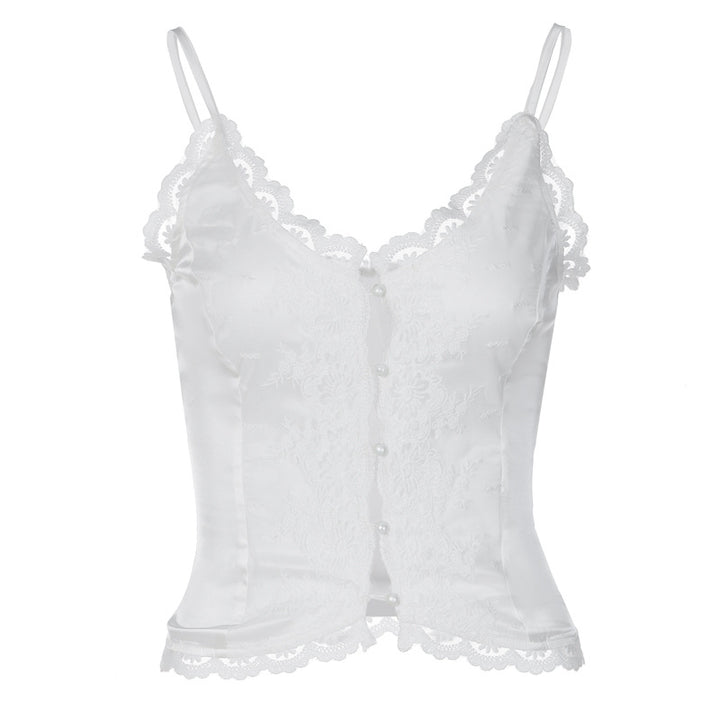 Damen Spitzen-Corsage mit eleganter Knopfleiste Drune