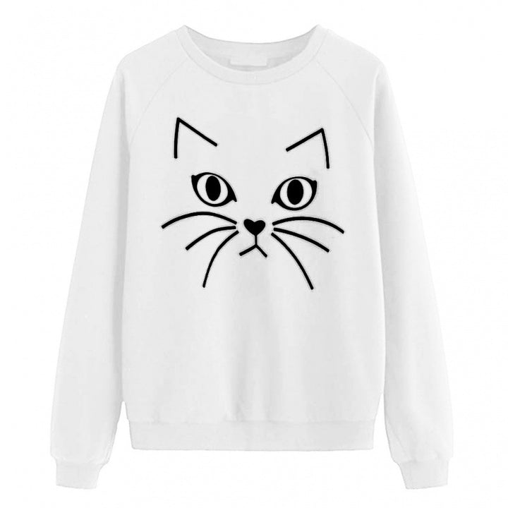 Damen Sweatshirt mit Katzenmotiv Drune