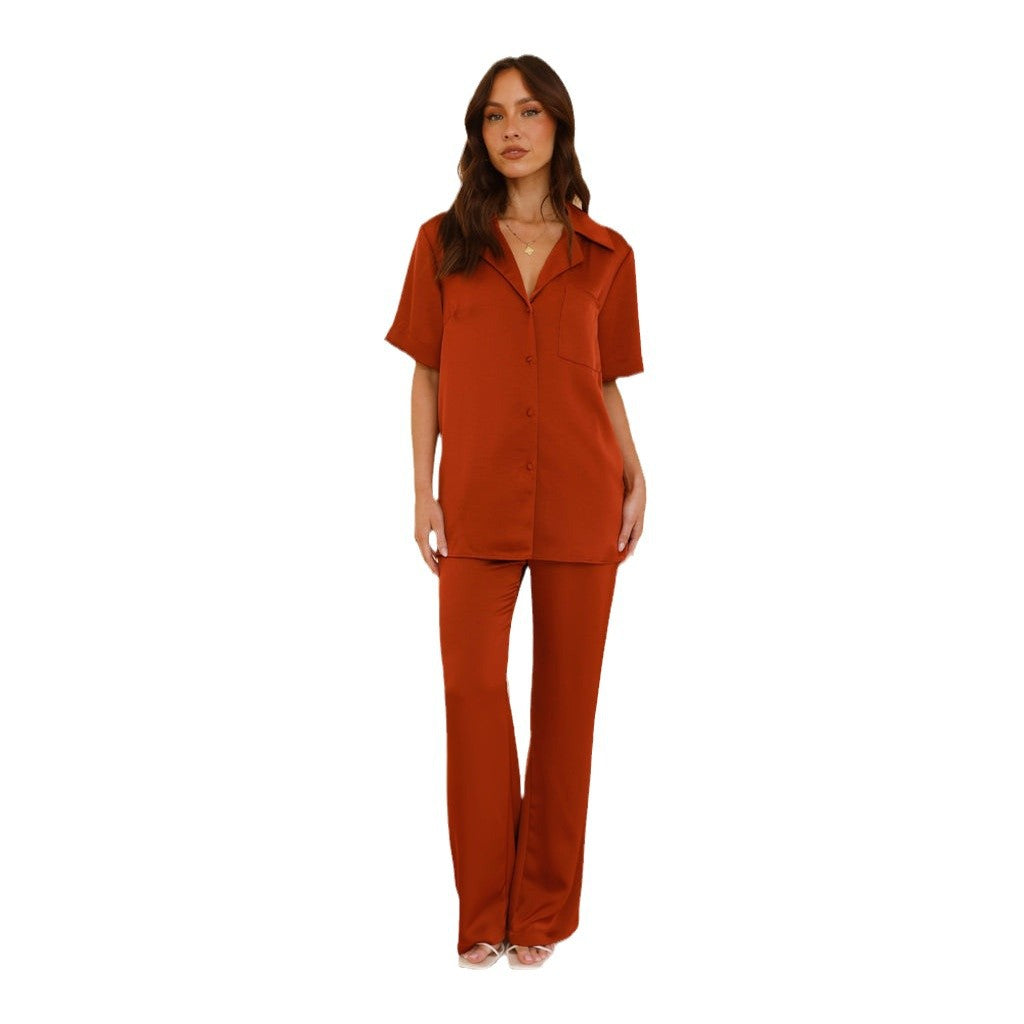 Damen Satin Pyjama Set Drune
