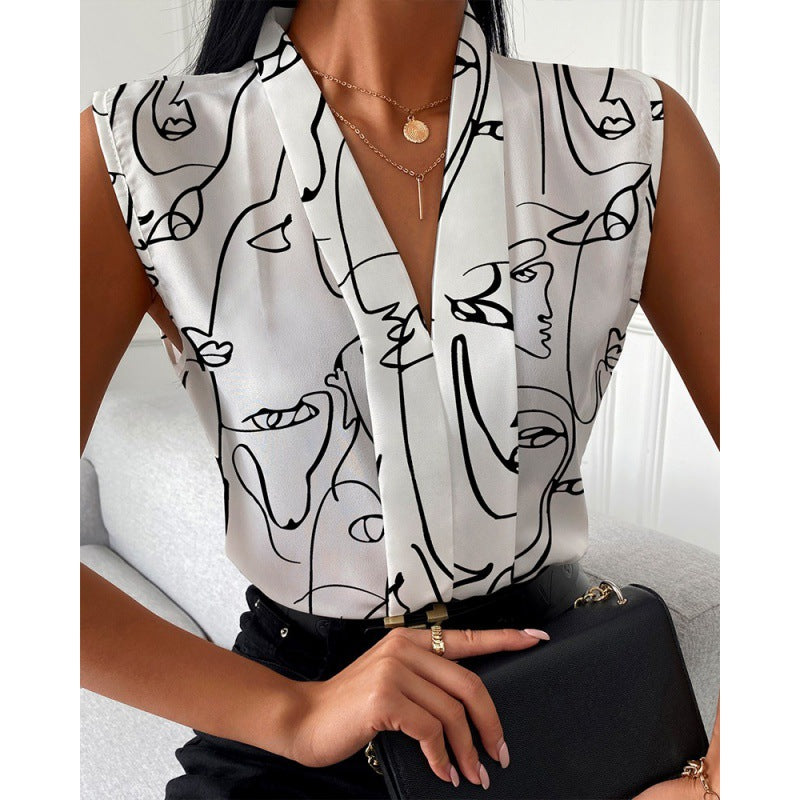 Damen Stilvolle Ärmellose Bluse Drune