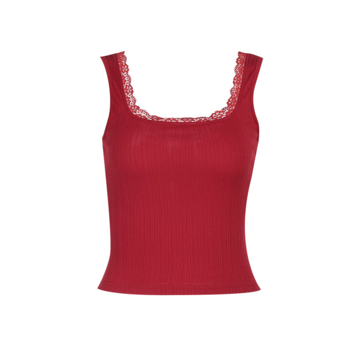 Damen figurbetontes Top mit Spitzenbesatz Drune