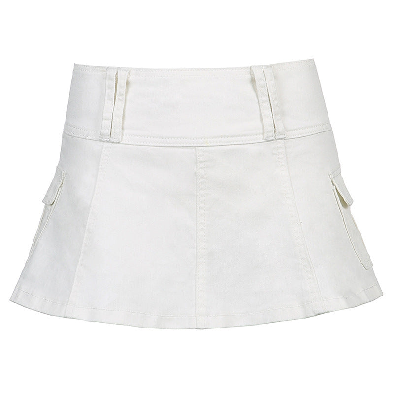 Damen Minirock mit seitlichen Taschen und hohem Bund Drune