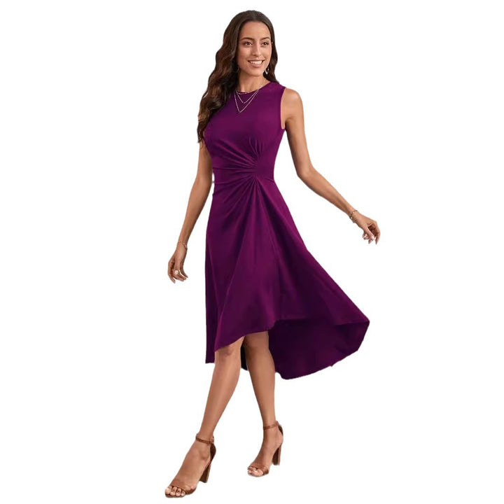 Damen trendiges Wickelkleid mit asymmetrischem Saum und figurbetonendem Schnitt Drune