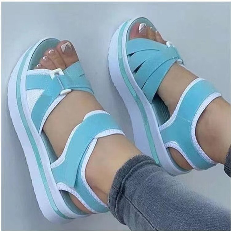 Damen  sportliche Keil-Sandalen mit verstellbaren Klettverschlüssen und gepolstertem Komfort-Fußbett Drune