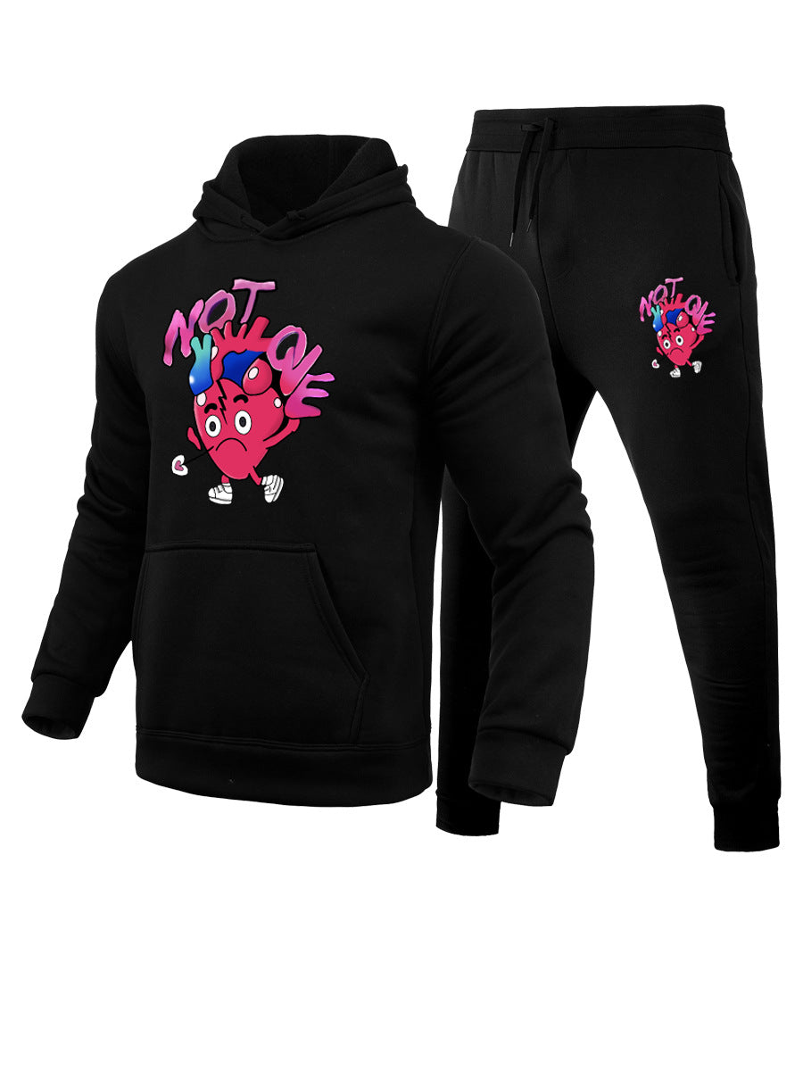 Damen Sweatshirt und Jogginghose Set mit kreativem Herzmotiv Drune