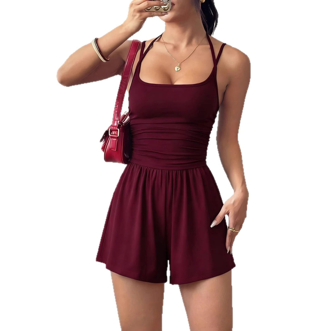 Damen Sommerlicher Jumpsuit mit verstellbaren Trägern und fließendem Schnitt Drune