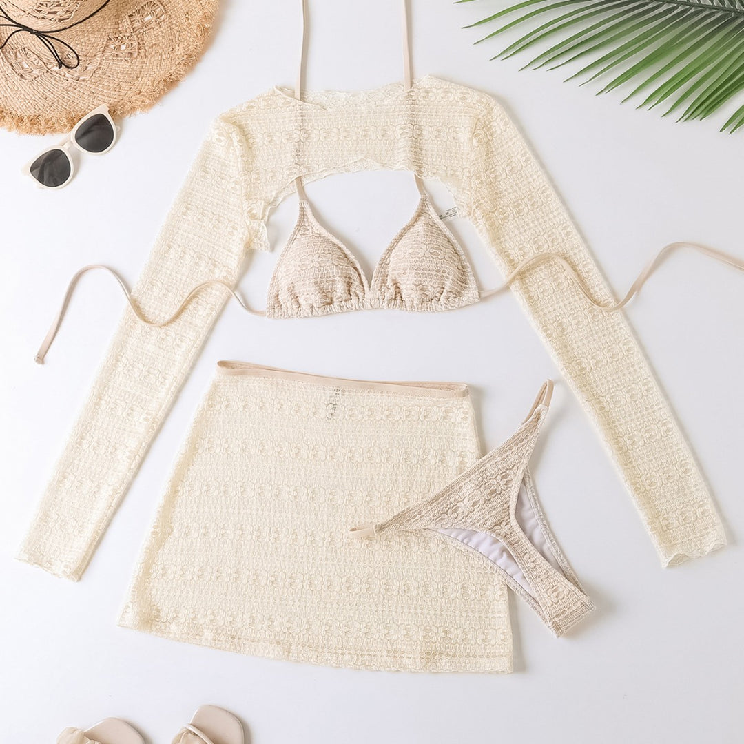 Damen Bikini-Set mit transparentem Cover-Up und figurbetonendem Design Drune