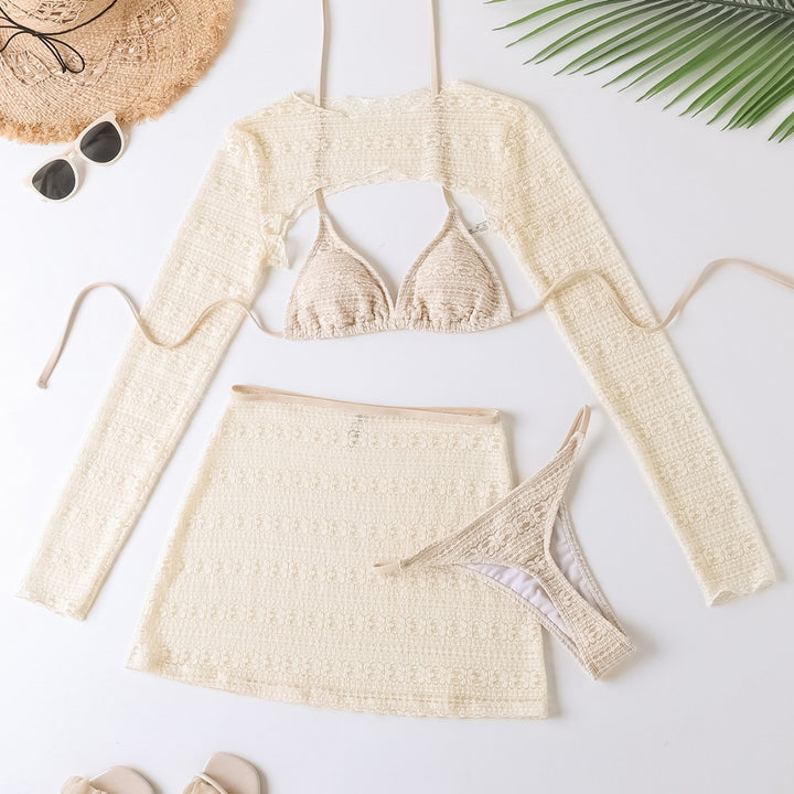 Damen Bikini-Set mit transparentem Cover-Up und figurbetonendem Design Drune