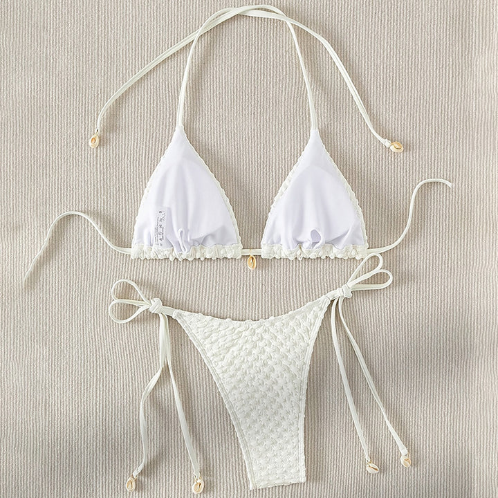 Damen Triangel-Bikini-Set mit dekorativem Bindeband Drune