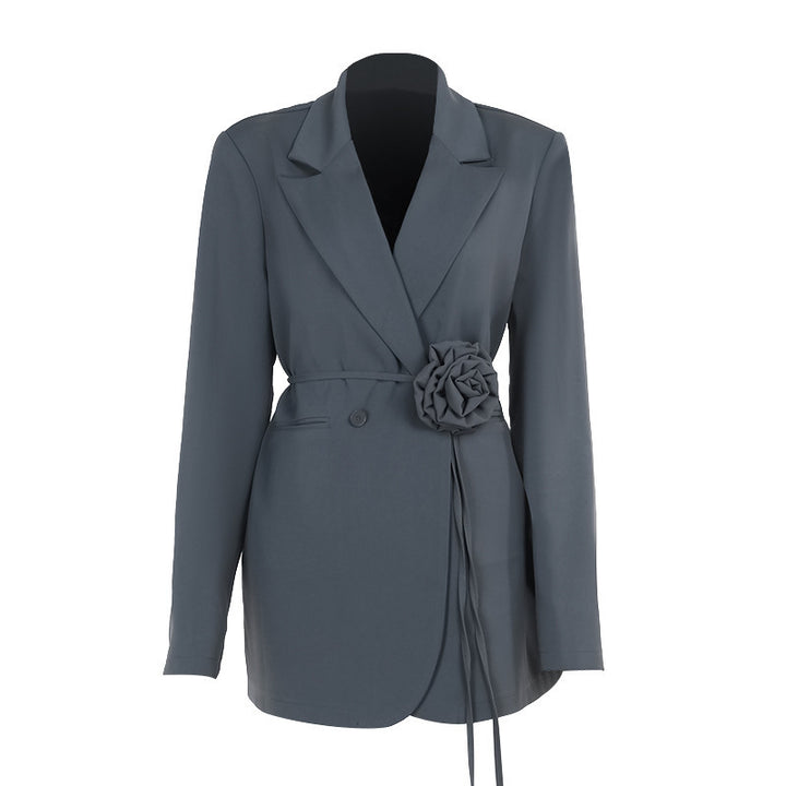 Damen Blazerjacke mit dekorativem Blumenband Drune