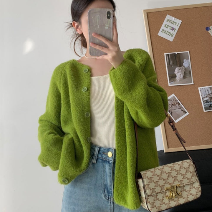 Damen kuscheliger Strickcardigan mit Knopfleiste und weitem Schnitt Drune