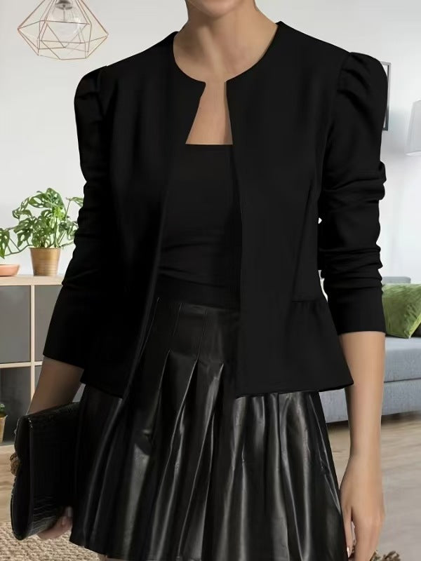 Damen Modische Blazerjacke mit Puffärmeln und strukturiertem Design Drune