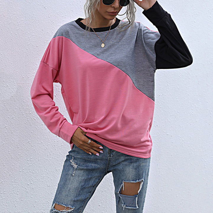 Damen modisches Sweatshirt mit kontrastierenden Farbblöcken Drune
