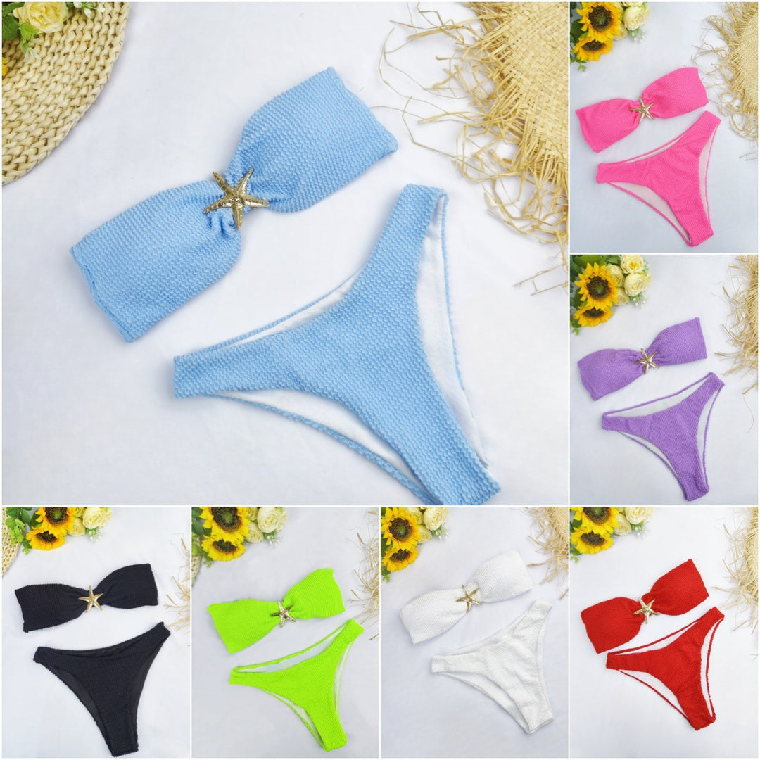 Damen Bandeau-Bikini mit funkelndem Sternen-Detail Drune