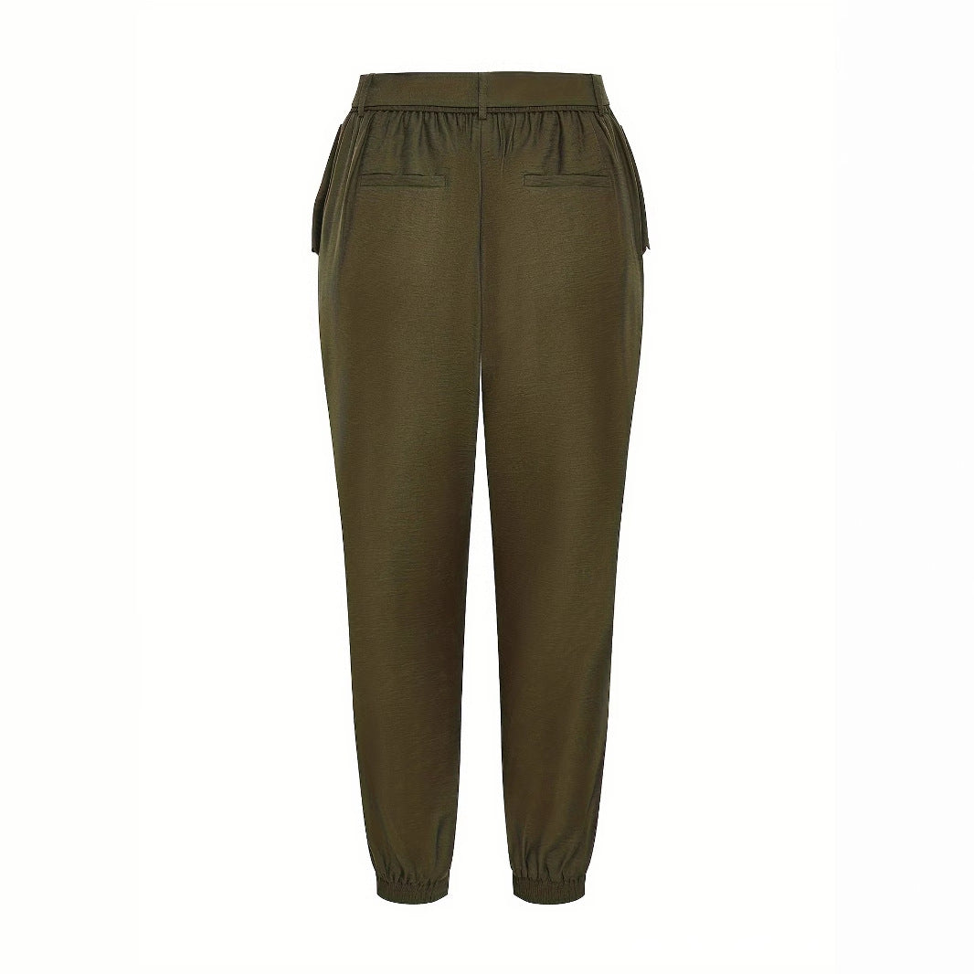 Drune | elegante High-Waist Chinohose mit Gürtel
