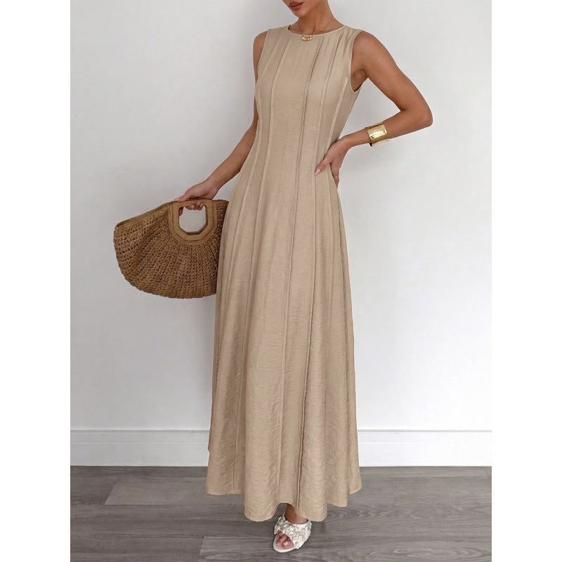 Damen Langarm Maxikleid mit eleganten Streifen und schmeichelndem Schnitt Drune