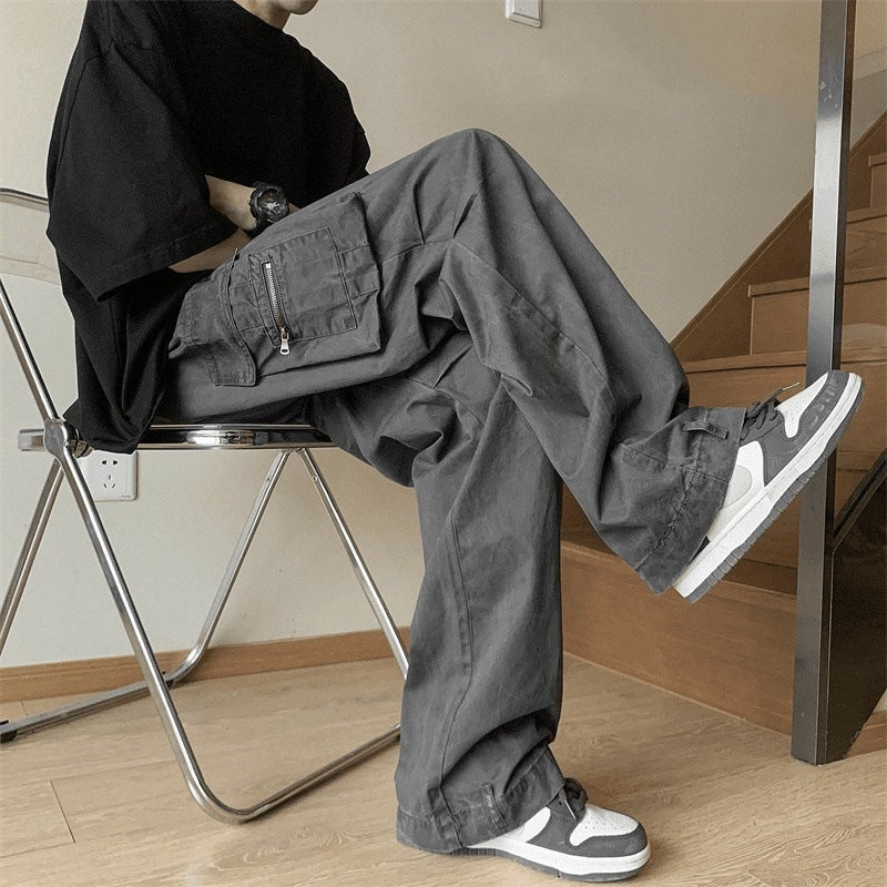 Herren weit geschnittene Cargo-Hose mit praktischen Taschen und elastischem Bund Drune