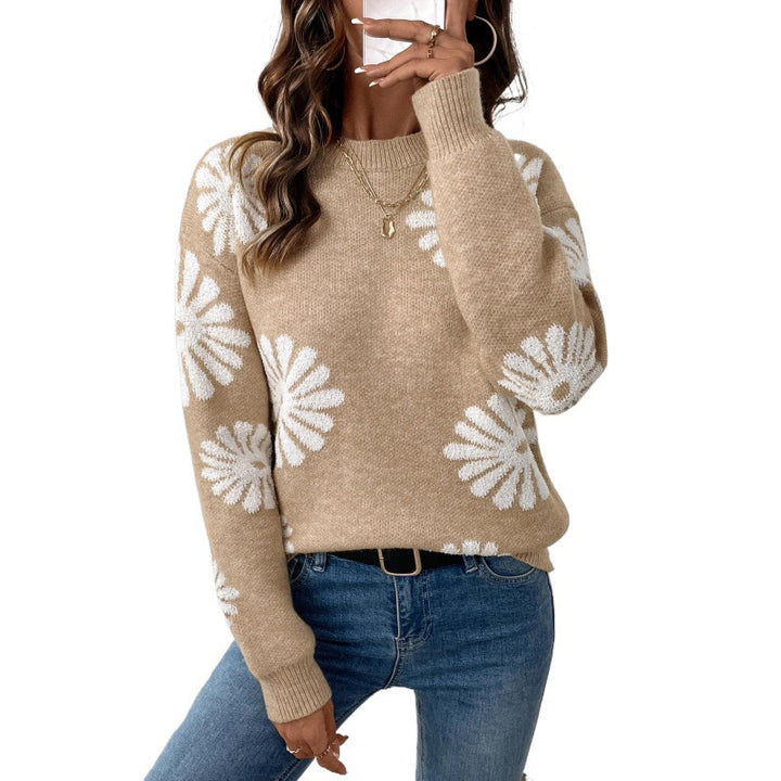Damen Strickpullover mit floralem Design Drune