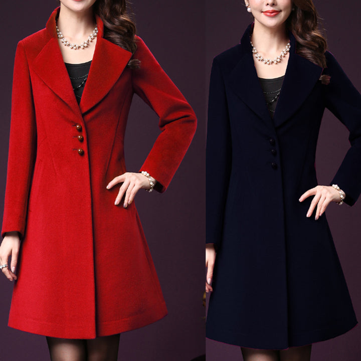 Damen eleganter Wollmantel mit schickem Revers Drune