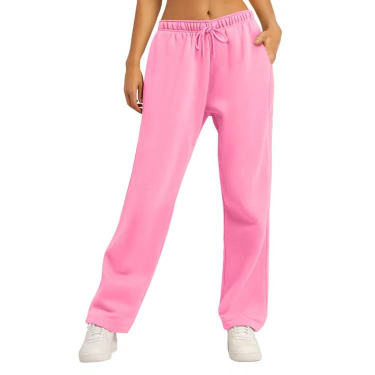 Damen nan extraweiche Relax-Hose mit hohem Komfortbund Kordelzug und geradem Bein Drune