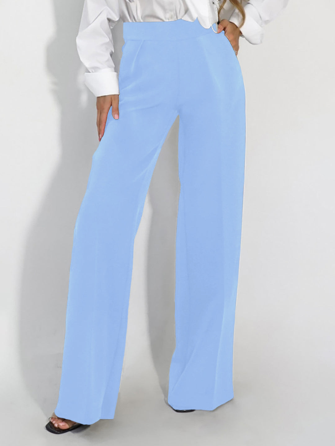 Damen Hoch taillierte Stoffhose mit weitem Bein und edler Verarbeitung Drune