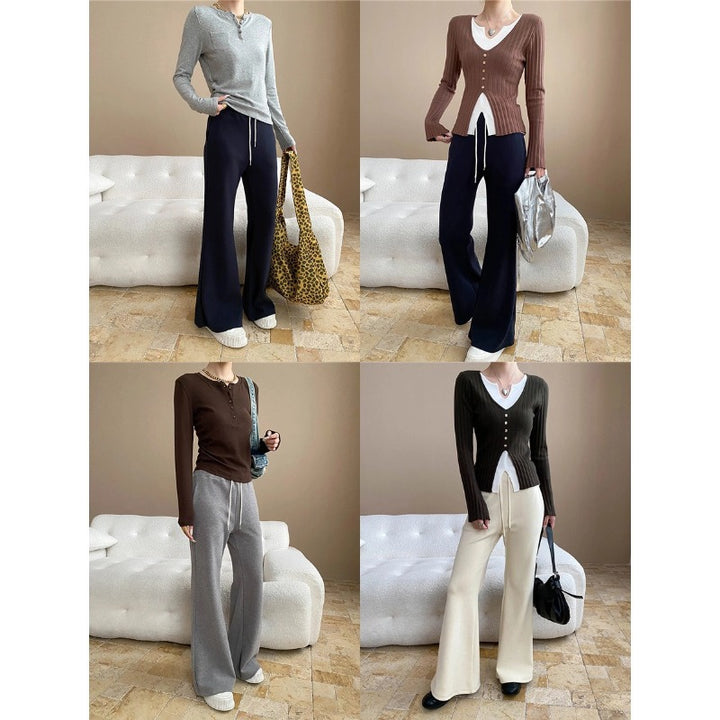 Damen lässige Palazzohose aus komfortablem Baumwollmix Drune