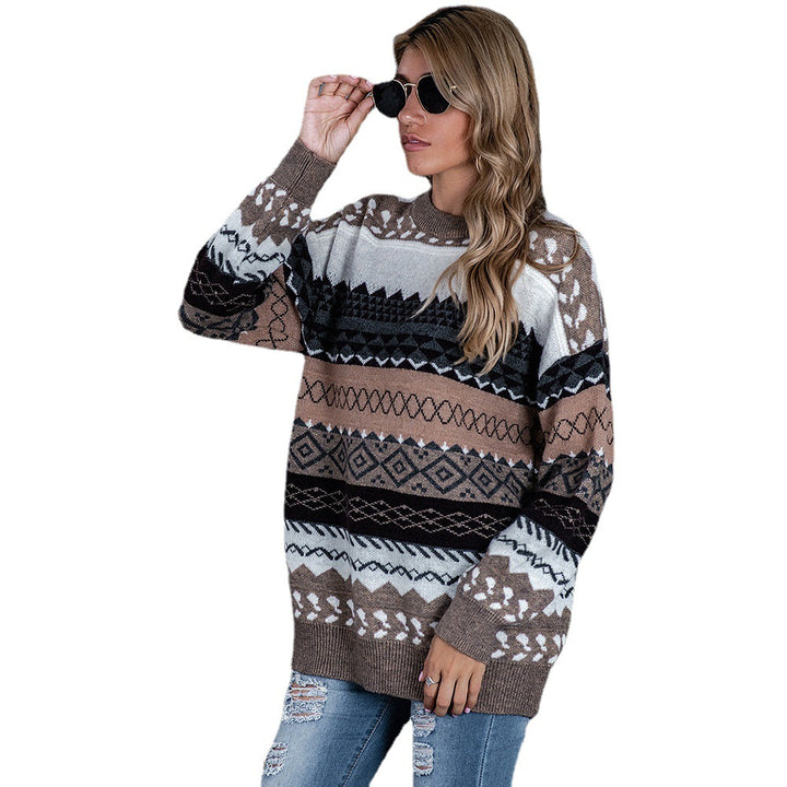 Damen Strickpullover im Ethnomuster mit lässigem Schnitt Drune