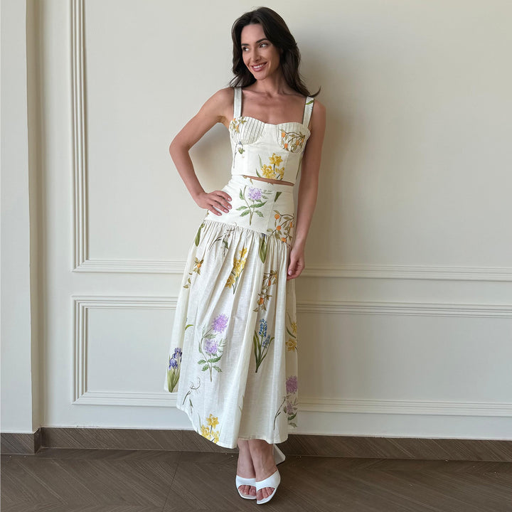 Damen Zweiteiliges Set mit floralen Details und raffiniertem Schnitt Drune