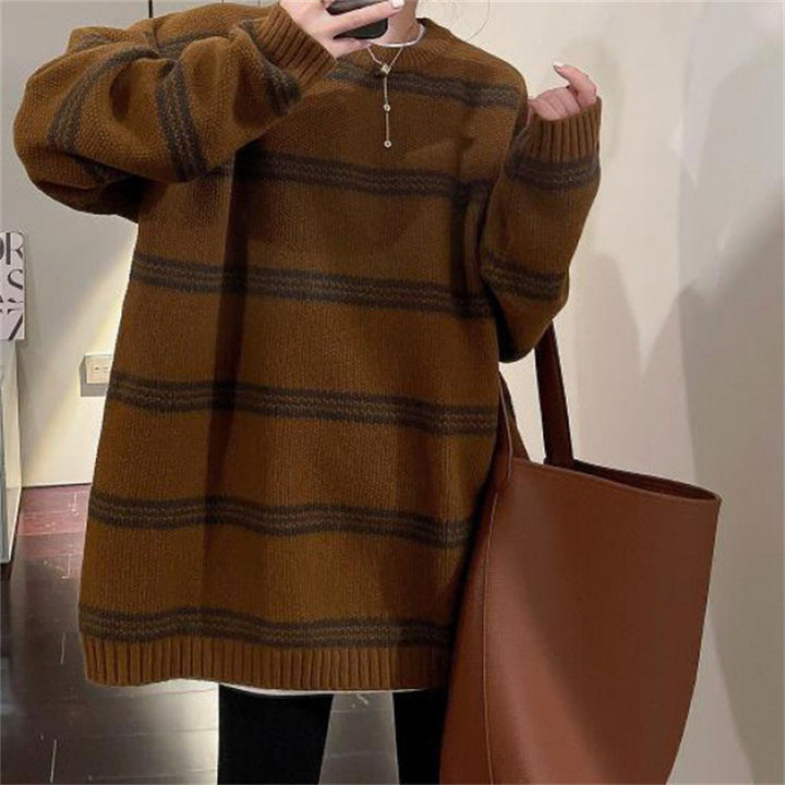 Damen Großer Strickpullover mit maritimen Streifen Drune