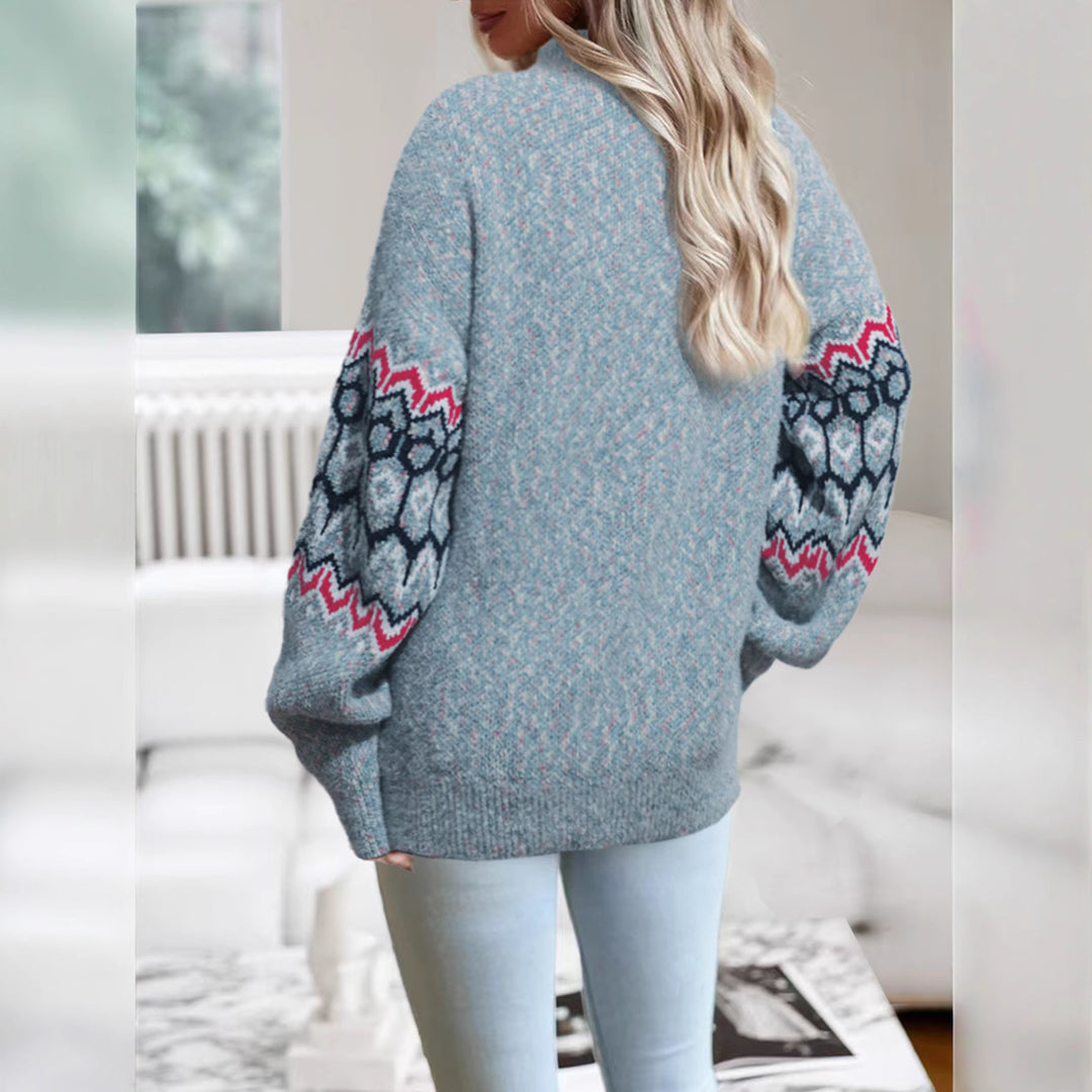Damen Strickpullover mit modernem geometrischem Muster und oversized Schnitt Drune
