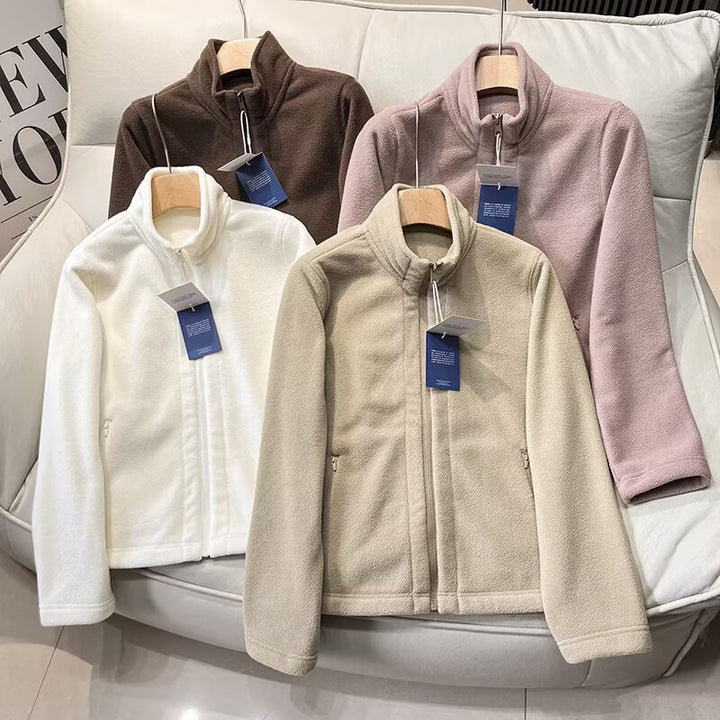 Damen Fleecejacke mit hochschließendem Kragen und seitlichen Reißverschlusstaschen Drune