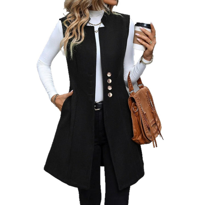 Damen elegante Weste mit Knopfdetails Drune