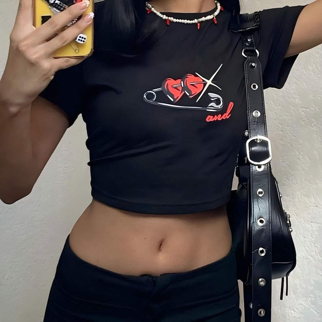 Damen Crop Top mit 90er Jahre Aufdruck Drune