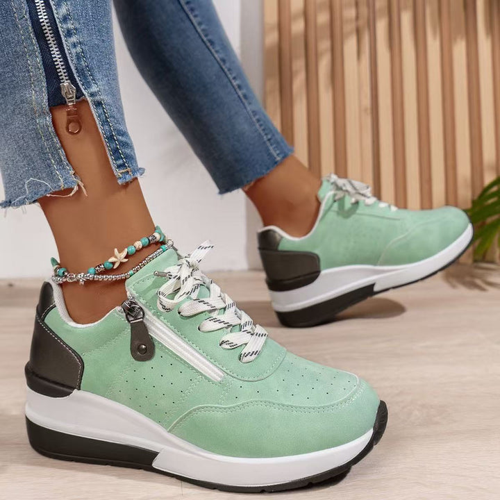Damen Komfortable Sneakers mit modischem Reißverschluss und atmungsaktiver Sohle Drune